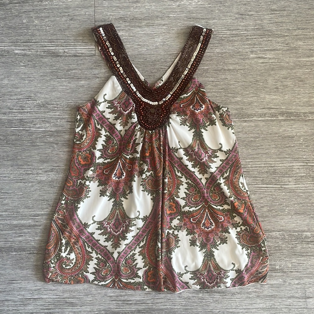 Studio Y Boho Beaded Halter Tank Top